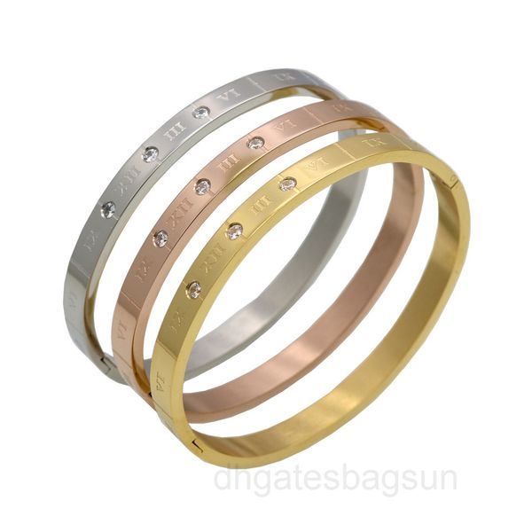 

product star same roman digital titanium steel bracelet rose gold fashion bracelet better selling jewelry, Black