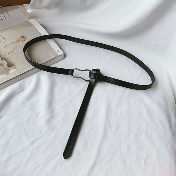 

trend gourd buckle fashion bandage two layers of cow thin women with skirt versatile casual leather small belt, Black;brown