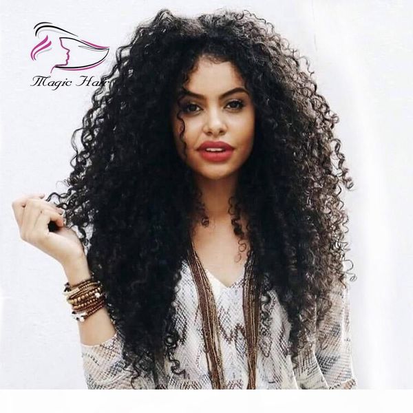 

evermagic 360 lace front human hair wigs for black women kinky curly brazilian virgin hair pre plucked with baby hair, Black;brown