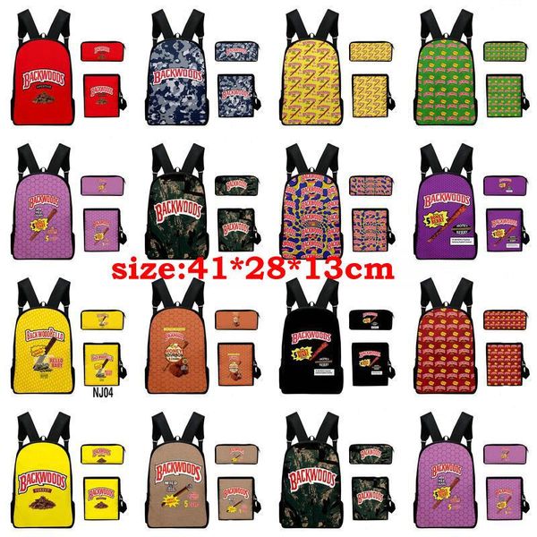 

14styles 3pcs/set backwoods midnight navy blue backwoods for breakfast sunny fritz green high school backpacks pen bag qylejr