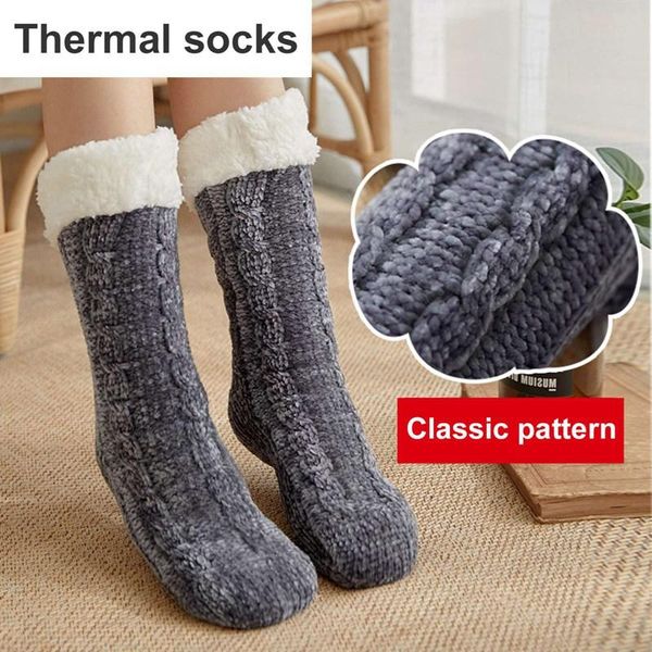 

men's socks winter warmer women thicken cashmere wool thermal snow seamless velvet boots floor bed for mens, Black