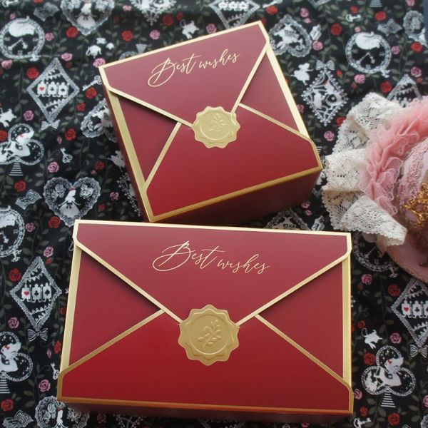 

10шт золото envelop красный лучший личный дизайн cookie macaron candy paper box свадьба день рождения подарки упаковка коробки