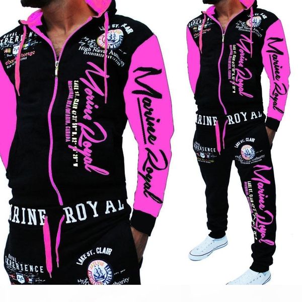 

zogaa 2019 brand men tracksuit 2 piece and pants mens sweat suits set letter print plus size jogger sets for men clothing ly191202, Gray