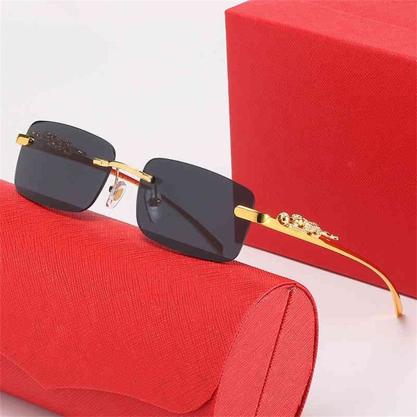 

75% off online shop men's rimless glasses female panther head sunglasses, White;black