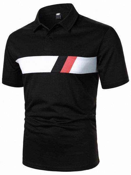 

men contrast panel polo shirt m5lo#, White;black