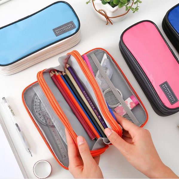 

case three layers zipper large pen capacity waterproof multi-function pvc pencil bags pencil cases & bags offi