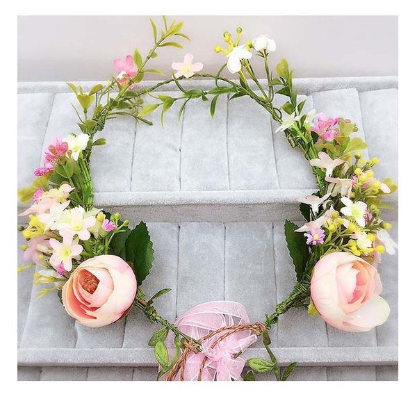 

2017 new women wedding flower wreath bridal hair headdress flower crown kids party garland girls adjustable party qylhgx