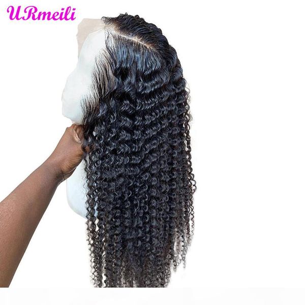 

13x4 lace front human hair wigs 10- 28 inch afro kinky curly malaysian curly hair wave long frontal wig glueless for black women, Black;brown