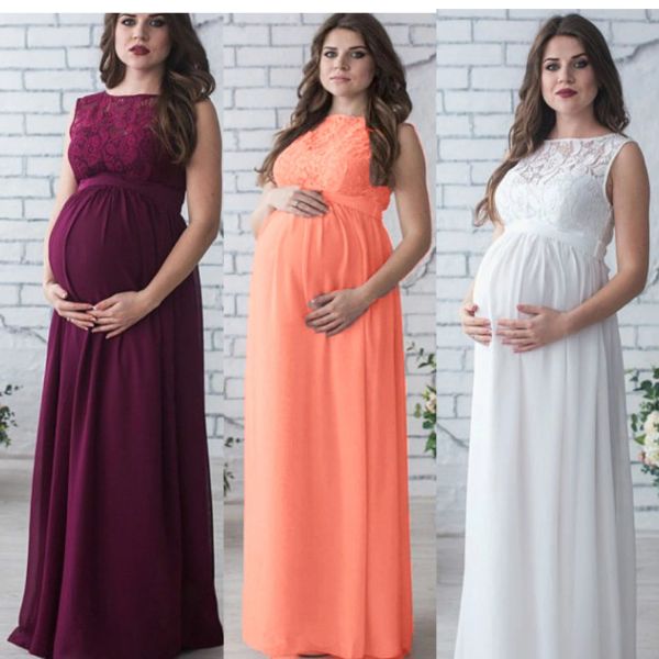 Белые кружевные платья для беременных для беременных дешево из тюль нижние юбки верхняя часть одежды одежды девочек платье длинные вечеринка фотография наряд фотографий
