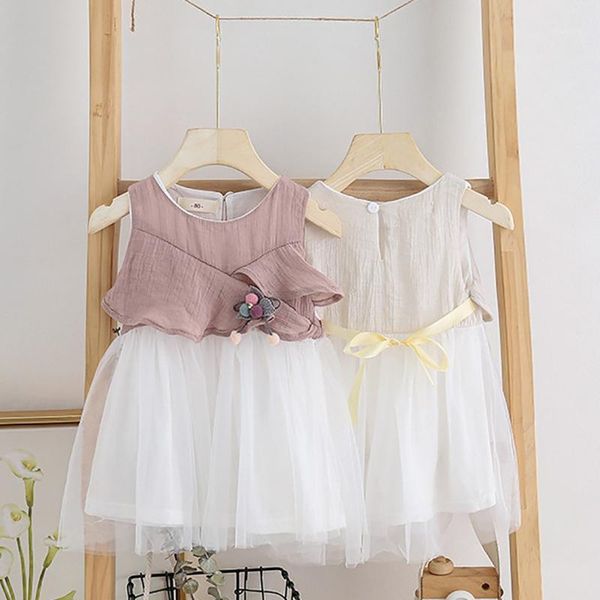 

girl's dresses cotton 2021 summer girls' casual baby girl dress children's non-standard stitching mesh gown skirt princess dr, Red;yellow