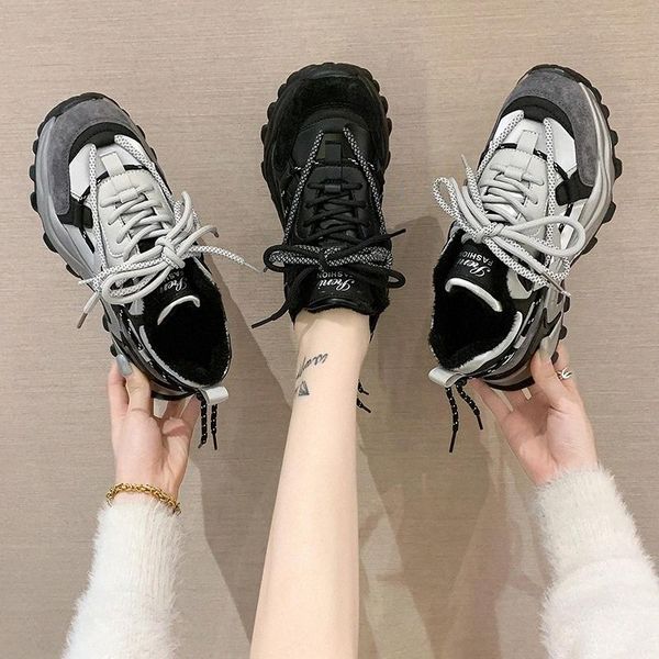 

winter platform sneakers women shoes plush suede sneakers warm vulcanized shoes fashion women chunky trainers basket femme #vf4o