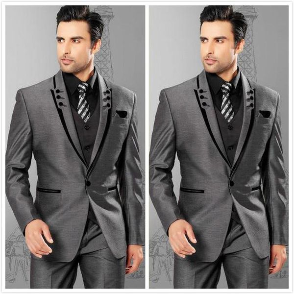 

men suits slim fit peaked lapel grey groom tuxedos mens wedding suits 2021 groomsmen one button mens (jacket+pants+vest, White;black