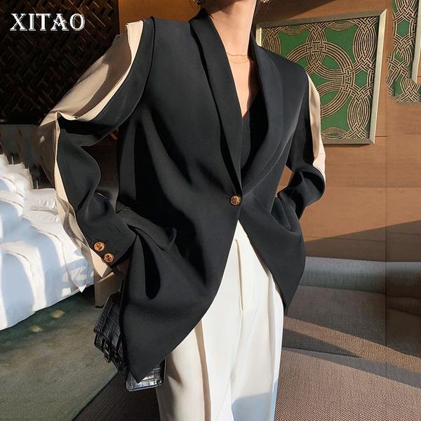 

xitao korean style blazer women fashion loose stitching long sleeves clothes women autumn new wild trend clothes wj1106, White;black