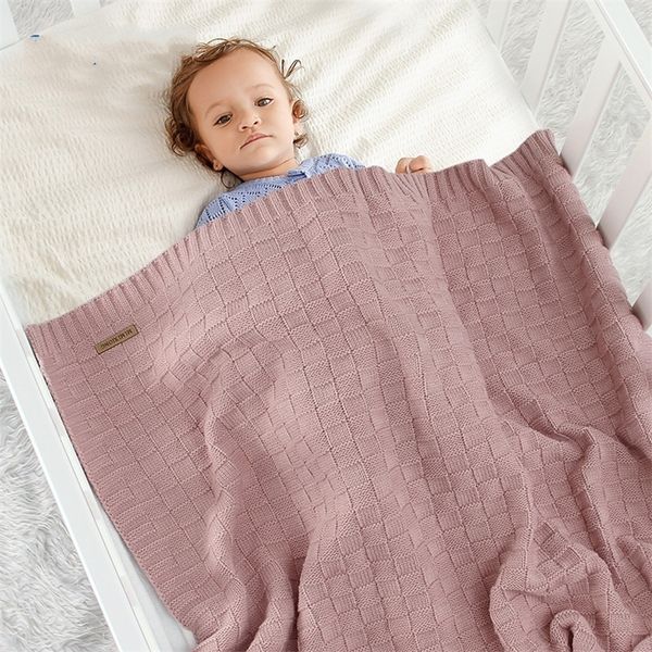 Coperte lavorate a maglia per bambini Passeggino Estate Lenzuolo neonato Accessori Mensile Bambini Ragazzi Bath Swaddle Wrap Cobertor Infantil Quilt LJ201105