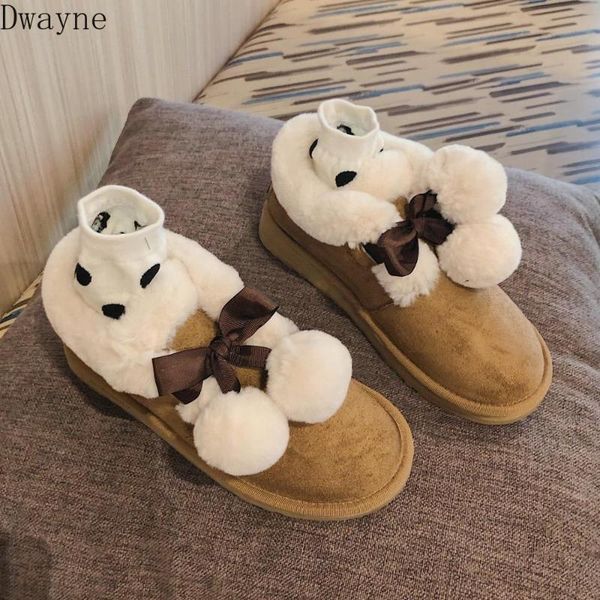 

fur snowball boots fall and winter 2020 new cute flat sole shoes with velvet and thicker comfortable boots for women, Black