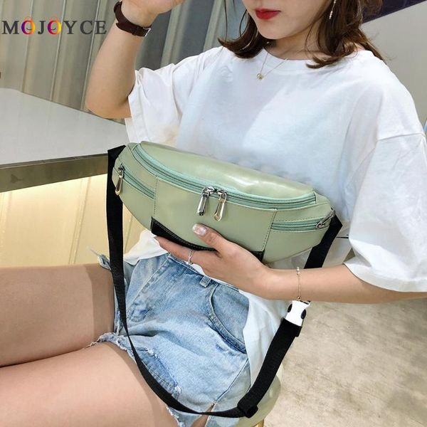 

hit color women pu leather fanny pack fashion belt bag phone waist bag for female