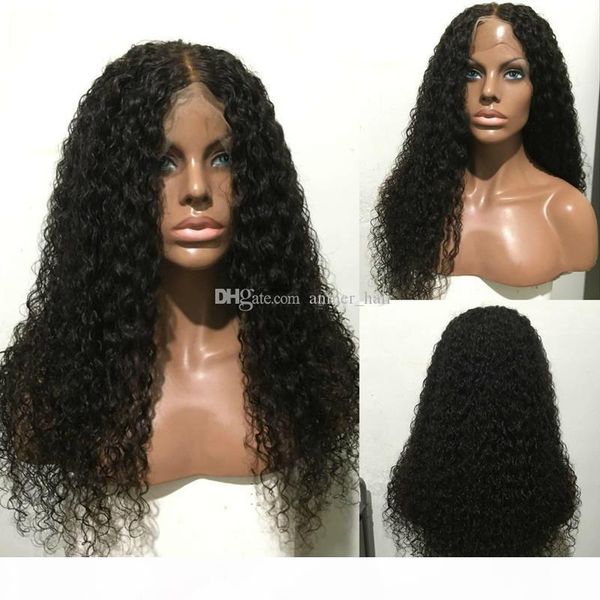 

вода волнистого полного шнурка человеческих волосы парики для женщин бразильских человеческих волос полного шнурка фронтальной парики с ребе, Black;brown