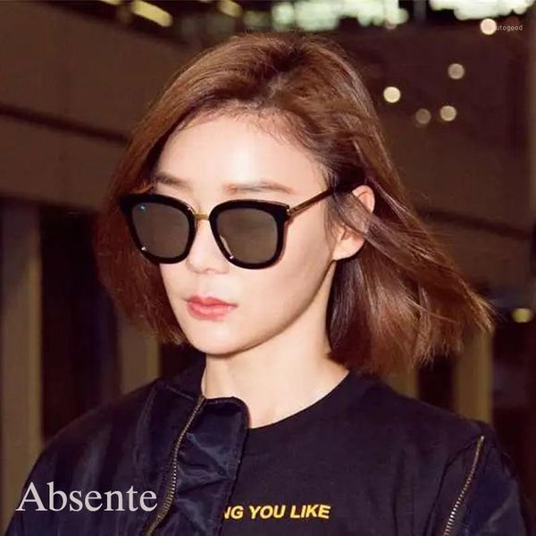 

sunglasses korea square women men gentle absente acetate polarized uv400 with brand case1, White;black