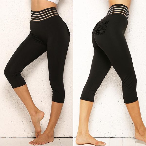 

women's slim breathable sweat sweat raise sports yoga pocket leggings black