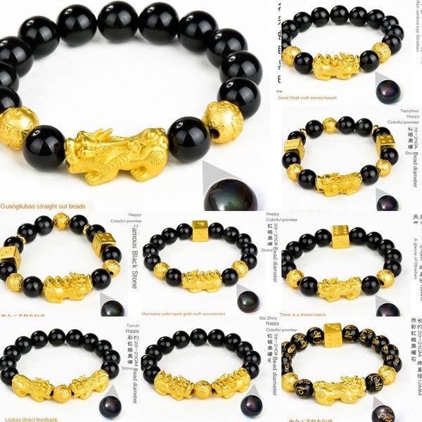 

kgh1k obsidian ч песка chainvietnam золото braceletwealth и женский стиль obsidian для привлечения ювелирного браслета камня браслета камень, Golden;silver