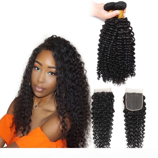 

brazilian deep wave with closure virgin brazillian hair 3 bundles with closure 7a hair, Black;brown