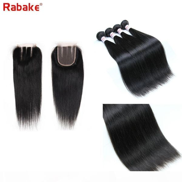 

rabakehair 9a brazilian remy human hair bundles with lace closure 4x4 swiss natural black virgin human hair extensions wholesales cheap, Black;brown