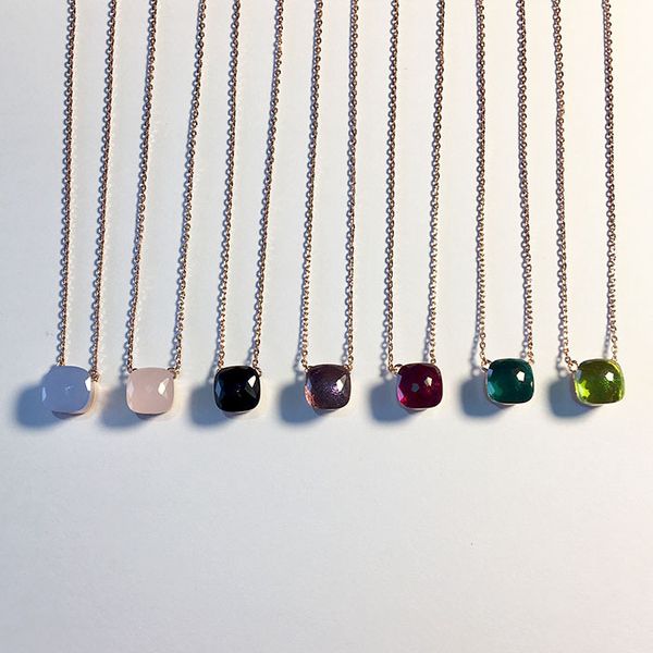 

fashion jewelry gemstone candy crystal necklace solitaire pendant necklace women tourist beach necklace copper silver gold rose tricolor