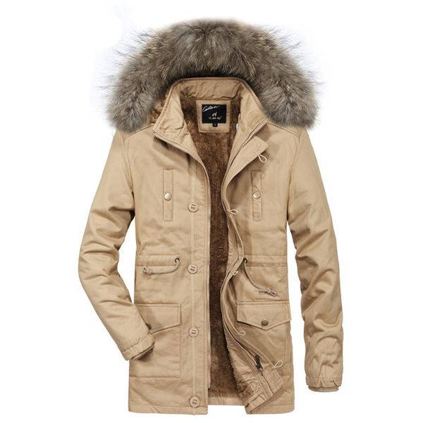 

moruancle men warm jackets and coats with fur hood thick thermal long trench coat for man fleece lined windbreaker outerwear, Black;brown