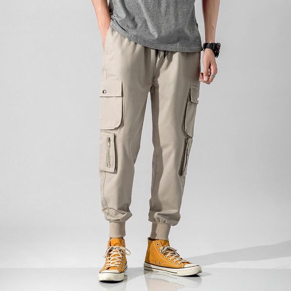 

men's pants streetwear cargo men 2021 overalls mens multiple pockets sweatpants male hip hop harem trousers jogger 3xl, Black