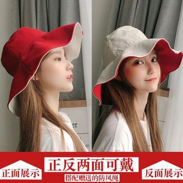

and pure and fresh sun hat is prevented bask in red sun hat subnet double fisherman female han edition in summer, Blue;gray