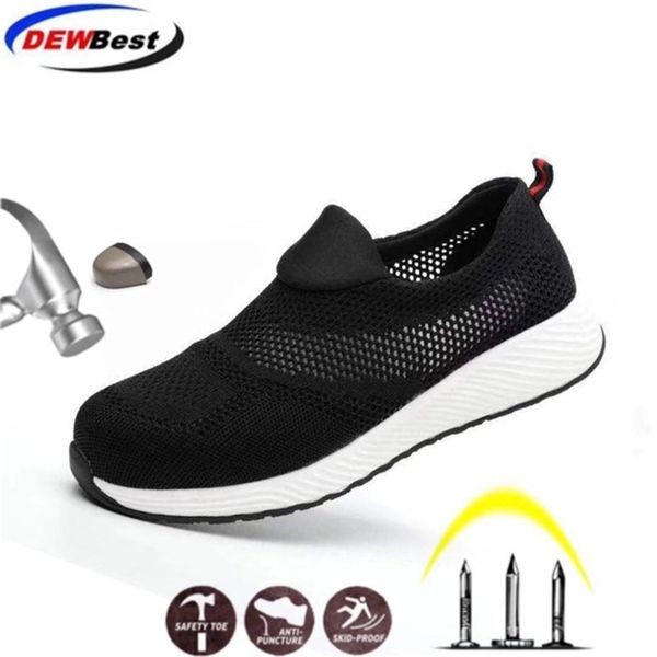 

dewbrand summer lightweight steel toecap men women work & safety boots breathable male female shoes plus size 36-46 y200915, Black;brown