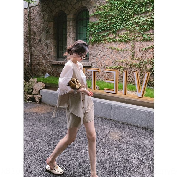 

yu jie female new vest and shorts western style vest suit shorts three piece suit temperament professional goddess style qu55f, Gray