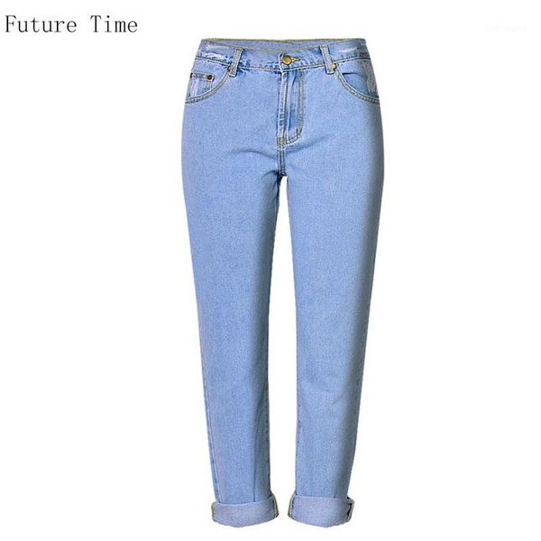 

boyfriend jeans for women loose style high waist straight ankle length pants 2020 new arrival casual pockets female jeans nz2041, Blue