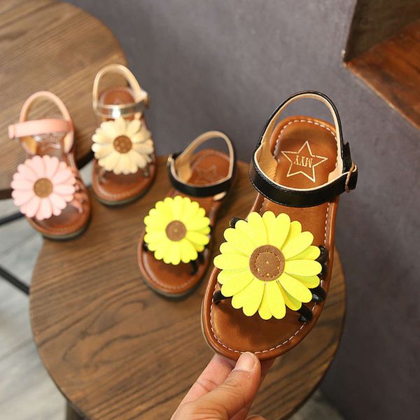 

velcro 20 year girl's new children's sho sandals lady flower comfortable and light summer sle, Black;red