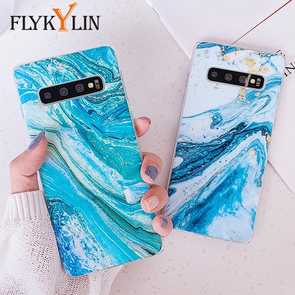 

flykylin силиконовые матовый чехол для samsung galaxy s9 s8 s10 plus s10e задняя крышка ретро зеленый синий арт мраморный телефон оболочка c