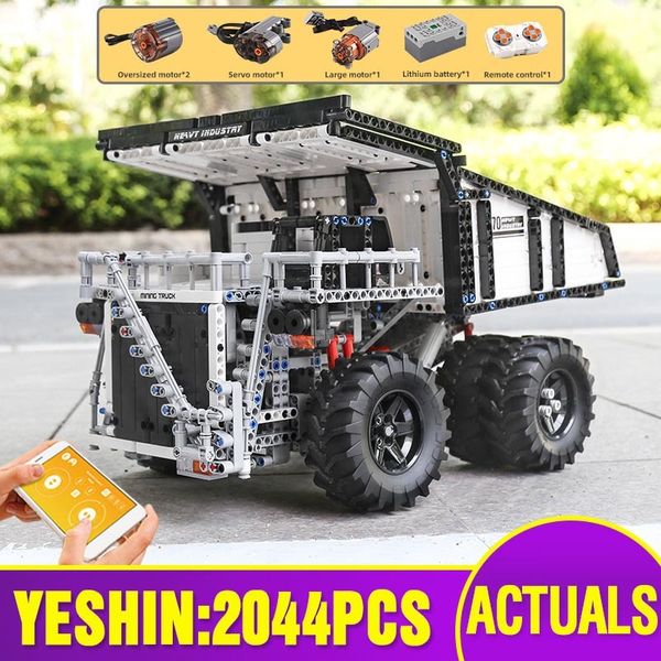 

motorized technic car toys compatible with moc-29973 liebherred rc t284 mining dump truck set building block kids christmas gift 1008