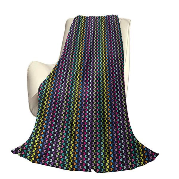 

curved stripes with rainbow colors on a dark toned background modern art designoffice leisure blankets