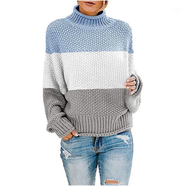 

splicing sweaters autumn winter women knit color matching round neck loose casual sweater jersey mujer invierno 20201, White;black