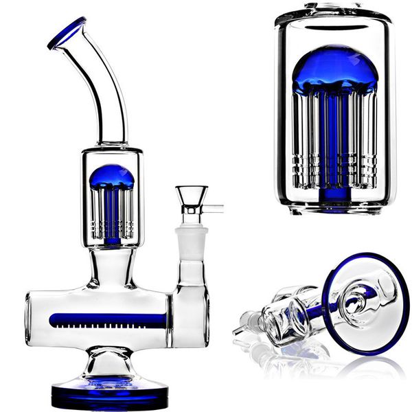 Difusor com fenda em linha azul verde Narguilé Bong de vidro Bongs de água Reciclador Dab Rigs Arm Tree Perc Oil Rig Water Pipe