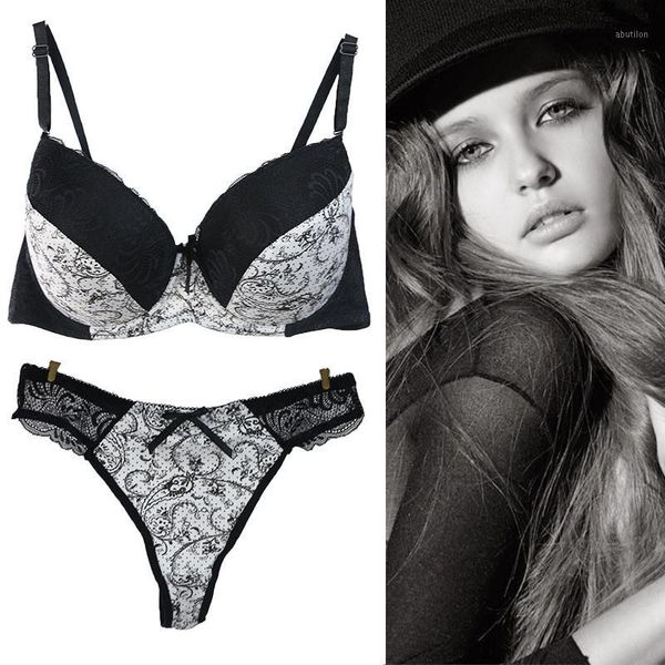 

bras sets large size 32 34 36 38 40 c d dd e f cup women push up khaki floral bra lace cotton panty wife girl underwear1, Red;black