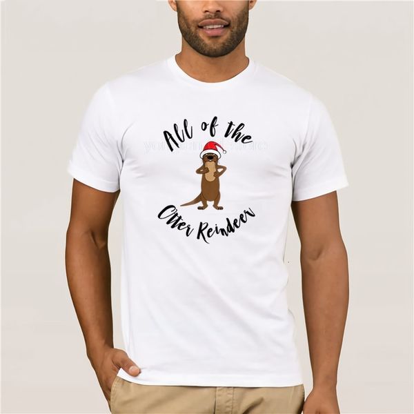 

men's print casual 100% cotton t-shirt popular all of the otter reindeer t shirt christmas funny holiday gift, White;black