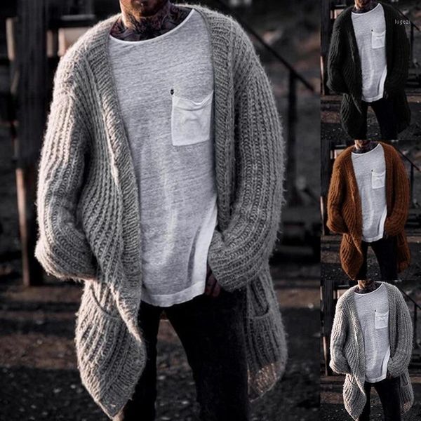 

men sweater cardigans designer solid woolen single-breasted jacket 2020 male brand casual outwear long sleeves coat1, White;black