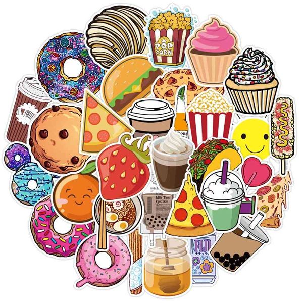 

10/30/50/100pcs cartoon food graffiti stickers skateboard fridge guitar motorcycle luggage diy classic toy sticker decal for kid car