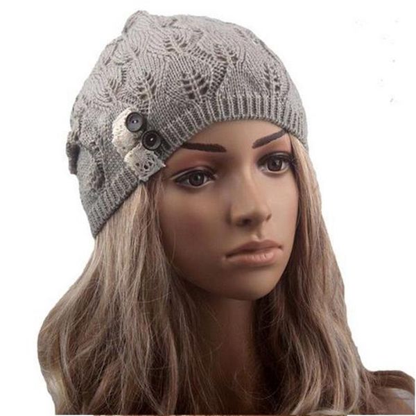 

женщины новые вязаные шапки зима теплая берета трикотажные beanie моды шляпы с кнопками bmf88, Blue;gray