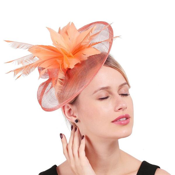 

hair accessories coral millinery charming wedding clip fascinator sinamay church show hat or headbands winter party royal ascot bridal