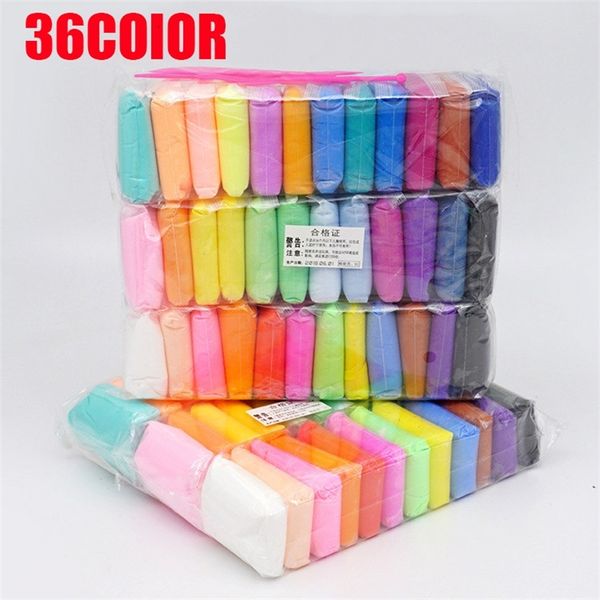 36/24 Farben / Set Putty Soft Clay Antistress Light Plasticine Slime Supplies Sand Fidget Gum Polymer Clay für Kinder 201226