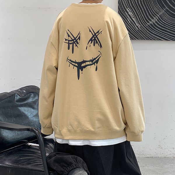 

2021 new hip colorful hoodies for men streetwear oversized smile printed sweatshirts man pullovers dctq, Black