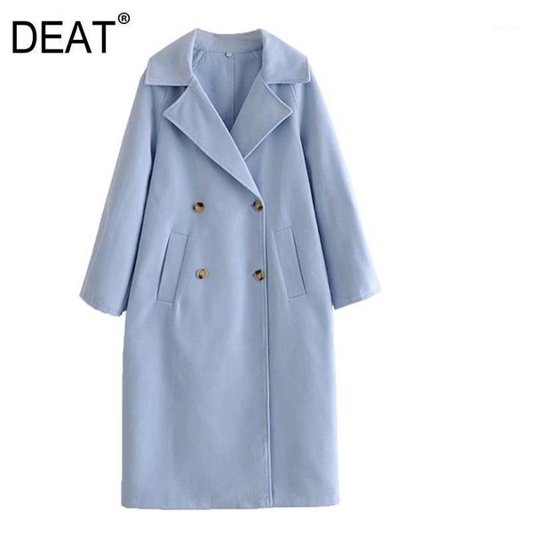 

deat 2020 spring autumn new fashion england style single-breasted turn-down collar solid color long sleeve simplicity coat13a2261, Black