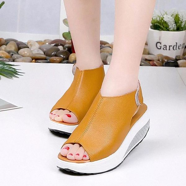 

platform shoes women sandals 2020 new fashion fish mouth solid beach sandals women shoes hook&loop sneakers ladies #ts1m, Black