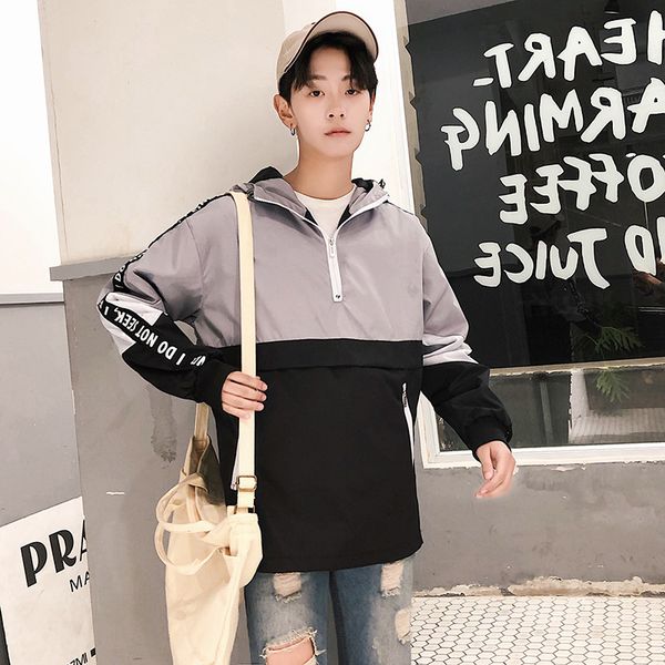 

spring 2021 new men's hooded loose casual pocket student couple jacket, Black;brown